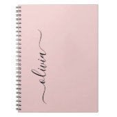 Blush Dusty Pink Modern Script Girly Monogram Naam Notitieboek (Voorkant)