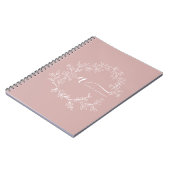 Blush Dusty Pink Modern Script Girly Monogram Naam Notitieboek (Linkerzijde)