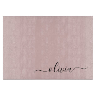 Blush Dusty Pink Modern Script Girly Monogram Naam Snijplank