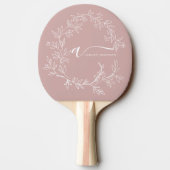 Blush Dusty Pink Modern Script Girly Monogram Naam Tafeltennisbatje (Achterkant)