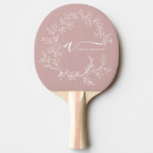 Blush Dusty Pink Modern Script Girly Monogram Naam Tafeltennisbatje (Voorkant)