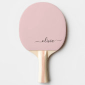 Blush Dusty Pink Modern Script Girly Monogram Naam Tafeltennisbatje (Voorkant)