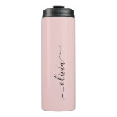 Blush Dusty Pink Modern Script Girly Monogram Naam Thermosbeker (Voorkant)