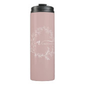 Blush Dusty Pink Modern Script Girly Monogram Naam Thermosbeker (Voorkant)