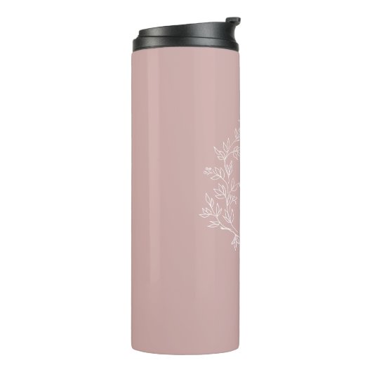 Blush Dusty Pink Modern Script Girly Monogram Naam Thermosbeker (Gedraaid links)