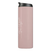 Blush Dusty Pink Modern Script Girly Monogram Naam Thermosbeker (Geroteerd rechts)