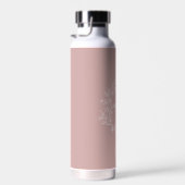Blush Dusty Pink Modern Script Girly Monogram Naam Waterfles (Rechts)