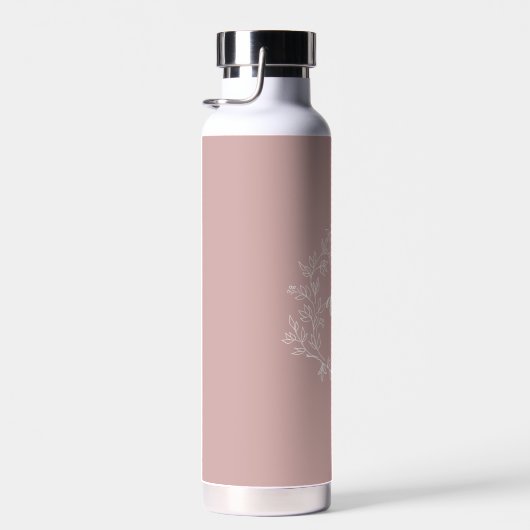 Blush Dusty Pink Modern Script Girly Monogram Naam Waterfles (Rechts)
