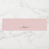Blush Dusty Pink Modern Script Girly Monogram Naam Waterfles Etiket (Enkel label)