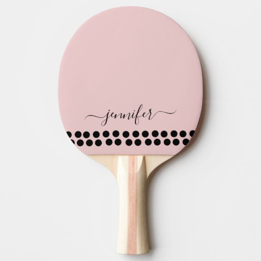 Blush Dusty Pink Modern Script Monogram Naam Tafeltennisbatje (Voorkant)