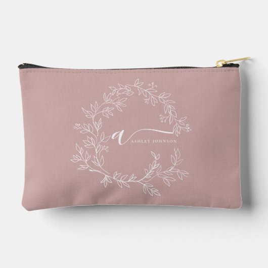 Blush Dusty Pink Monogram Naam Meisje Script Etui (Achterkant)