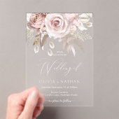 Blush Dusty Roos Boho Trending Alle Seizoenen Trou Acryl Uitnodigingen (Insitu (Draagbaar))