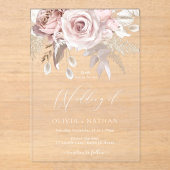 Blush Dusty Roos Boho Trending Alle Seizoenen Trou Acryl Uitnodigingen (Voorkant)