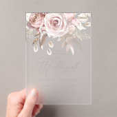 Blush & Dusty Roos Boho Trending Designer Wedding Acryl Uitnodigingen (Insitu (Draagbaar))