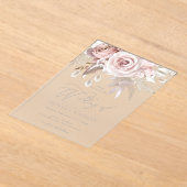 Blush & Dusty Roos Boho Trending Designer Wedding Acryl Uitnodigingen (Laagn)