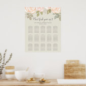 Blush Dusty Roos Floral Wedding Seating Chart Poster (Keuken)