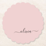 Blush Dusty rose moderne Script Girl Monogramme No<br><div class="desc">Blush Dusty Rose Simple Script Monogramme Nom Dessous de verre papier. Cela fait le cadeau parfait de remise de diplômes,  anniversaire,  mariage,  douche nuptiale,  anniversaire,  baby shower ou bachelorette pour quelqu'un qui aime le luxe glam et les styles chic.</div>