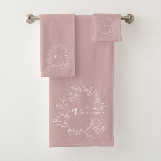 Blush Dusty rose moderne Script Girl Monogramme No (En situation)