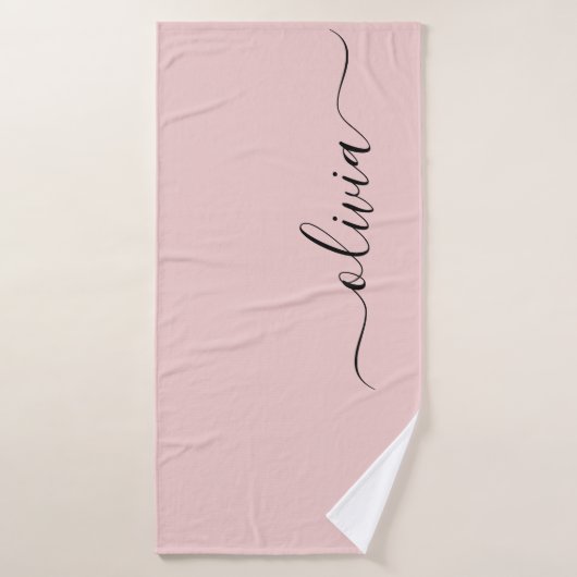 Blush Dusty rose moderne Script Girl Monogramme No (Serviette de bain)