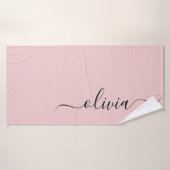 Blush Dusty rose moderne Script Girl Monogramme No (Serviette de bain)