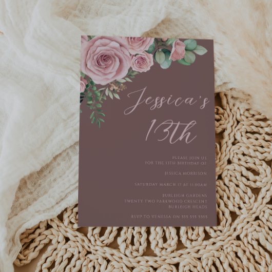 Blush Elegance 13de verjaardagsfeestje Kaart