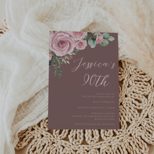 Blush Elegance 90ste verjaardagsfeestje Kaart