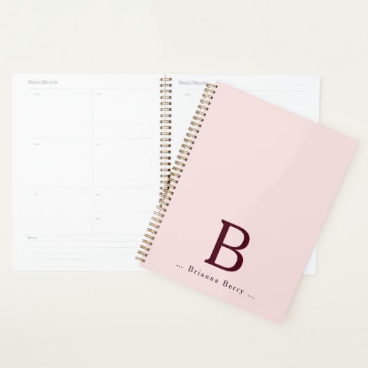 Blush Élégant Monogramme Nom (Devant avec enveloppe)