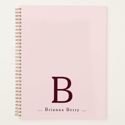 Blush Élégant Monogramme Nom (Devant)