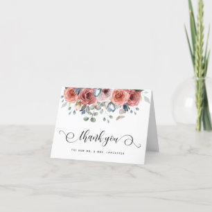 Blush en Blue Blissful Floral Dank u kaart