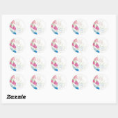 Blush en Blue Spring Waterverf Flowers Ronde Sticker (Vel)