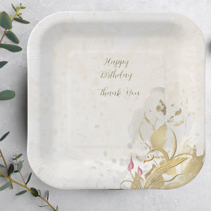 Blush en botanische gouden bladeren papier borden papieren bordje