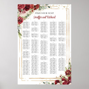 Blush en Bourgogne bloemengoud lijst Alfabetisch Poster