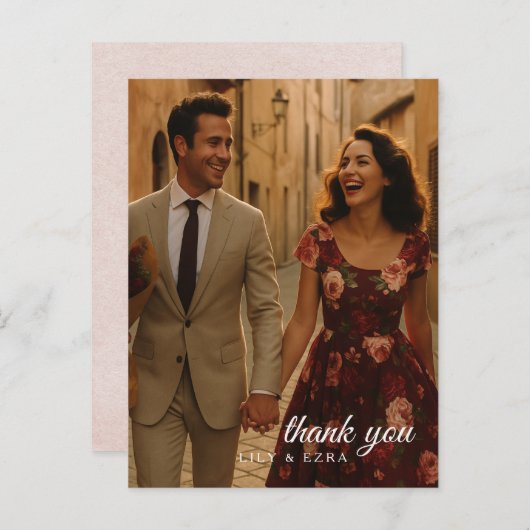 Blush en Bourgogne dank u kaart (Voorkant / Achterkant)