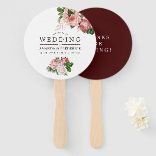  Blush en Bourgogne Floral Wedding Favor Handwaaier