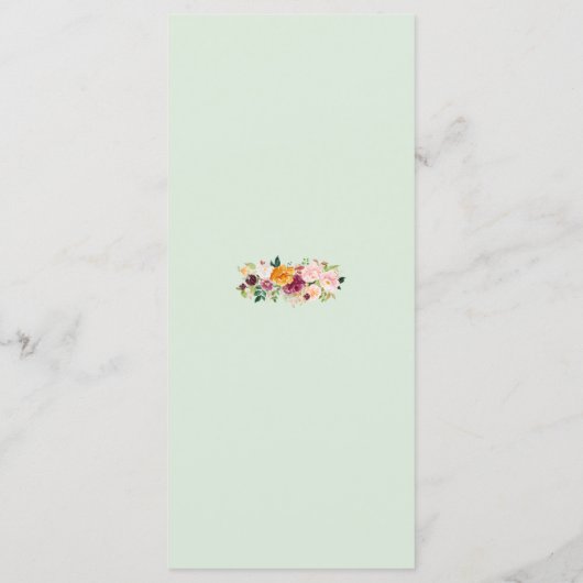 Blush en Bourgogne Rozen Flat Menu. Menu (Achterkant)