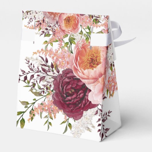 Blush en Bourgogne Waterverf Peony Vrijgezellenfee Bedankdoosjes (Achterkant)