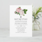  Blush en Bourgondische Bloemvleermuis Mitzvah Kaart (Staand voorkant)