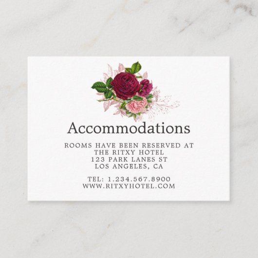 Blush en Bourgondische Trouwaccommodaties Informatiekaartje (Voorkant)