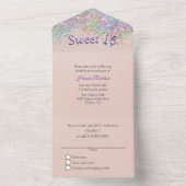Blush en Confetti Sweet 16 All-in-One uitnodiging (Binnen)
