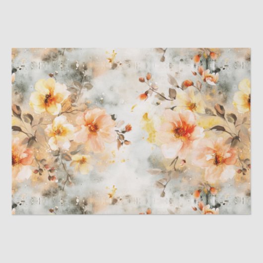 Blush en crème bloemenpatroon tissuepapier (Voorkant)