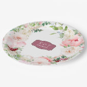Blush en Deep Mauve Lush Floral Papieren Bordje (Gekanteld)