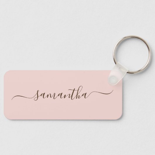 Blush en donkerbruin Elegant Swash Signature Sleutelhanger (Voorkant)
