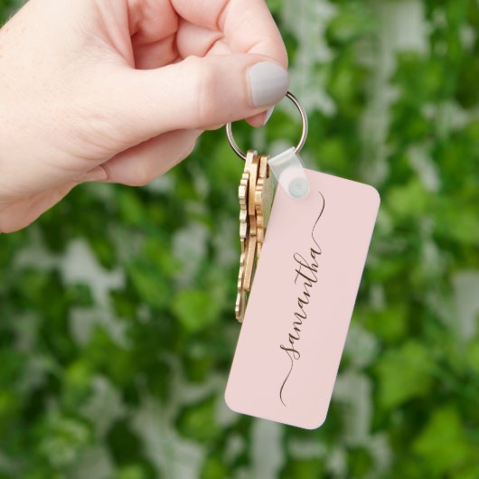 Blush en donkerbruin Elegant Swash Signature Sleutelhanger (Hand)