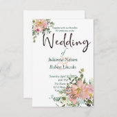 Blush en eggshell waterverf floral bruiloft invit kaart (Voorkant / Achterkant)