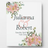 Blush en eggshell waterverf floral bruiloft pla fotoplaat (Voorkant)