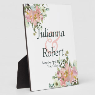 Blush en eggshell waterverf floral bruiloft pla fotoplaat