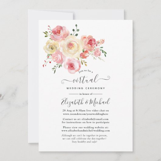 Blush en gele pasteurvezel - virtuele bruiloft kaart (Voorkant)