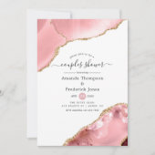 Blush en Gold Agate Couples Shower Kaart (Voorkant)