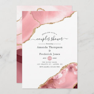 Blush en Gold Agate Couples Shower Kaart