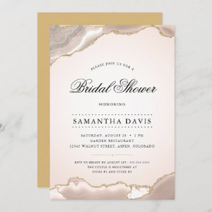 Blush en Gold Agate Elegant Vrijgezellenfeest Kaart